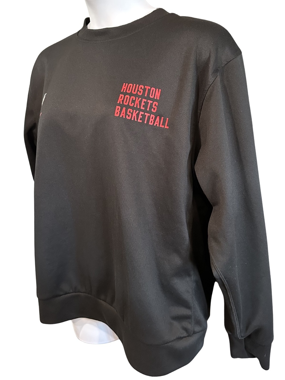 Nike Men’s Dri-Fit Black Red NBA Houston Rockets Basketball Crewneck Sweatshirt - Picture 3 of 7